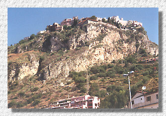 view of Castelmola from Taormina